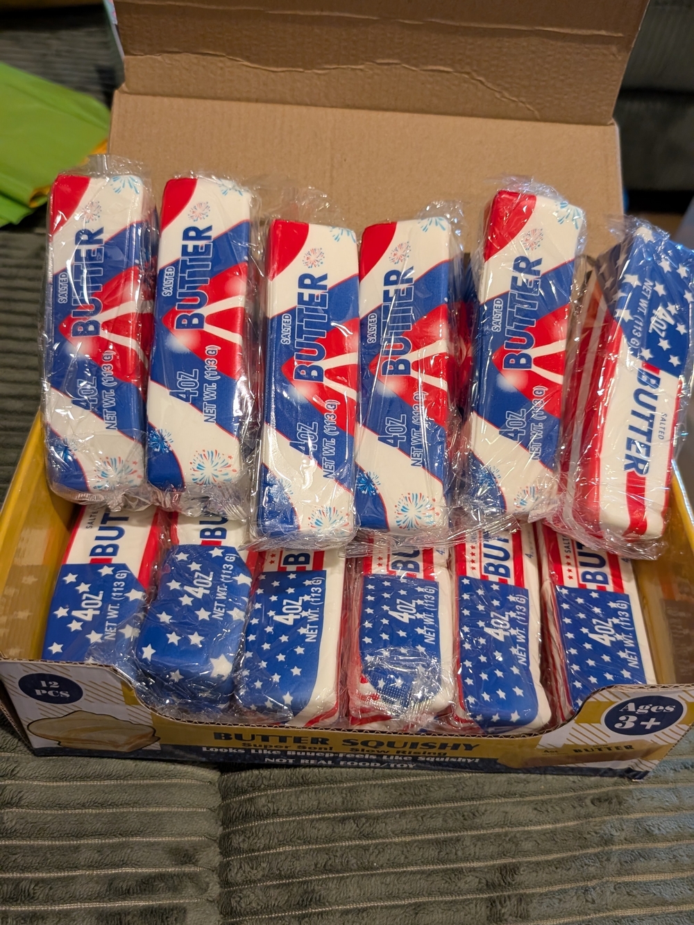 Patriotic Red & Blue Butter Squishy Toy - 12 Pack